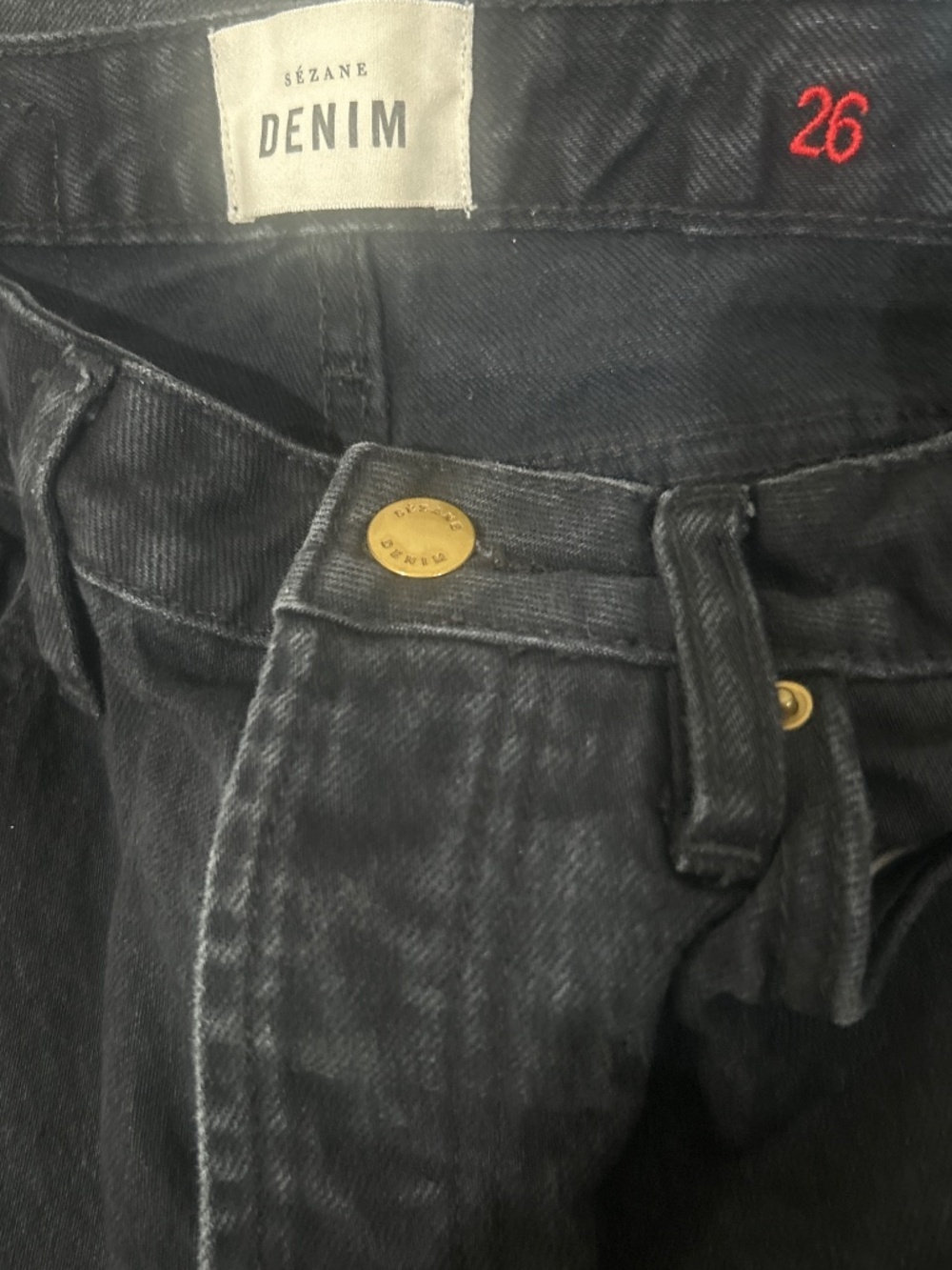 Sézane Denim Le Brut Sexy Jeans Black Size 26 Style S22IPAN004N Organic Cotton - Picture 14 of 16
